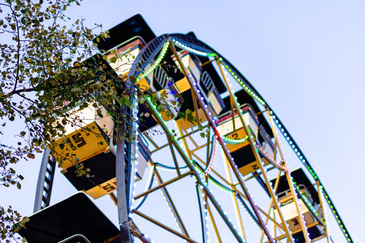 Low angle view of a ferris wheel at a funfair